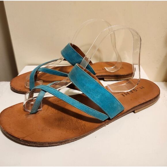 M.Gemi x Cosabella Collab "The Medio" Aqua Suede Flat Sandal Sz.10/41 Ret.$228 - Picture 1 of 6